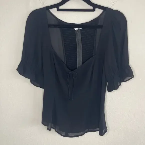 Reformation Delevan Top in Black - Size 6 - Picture 3 of 6